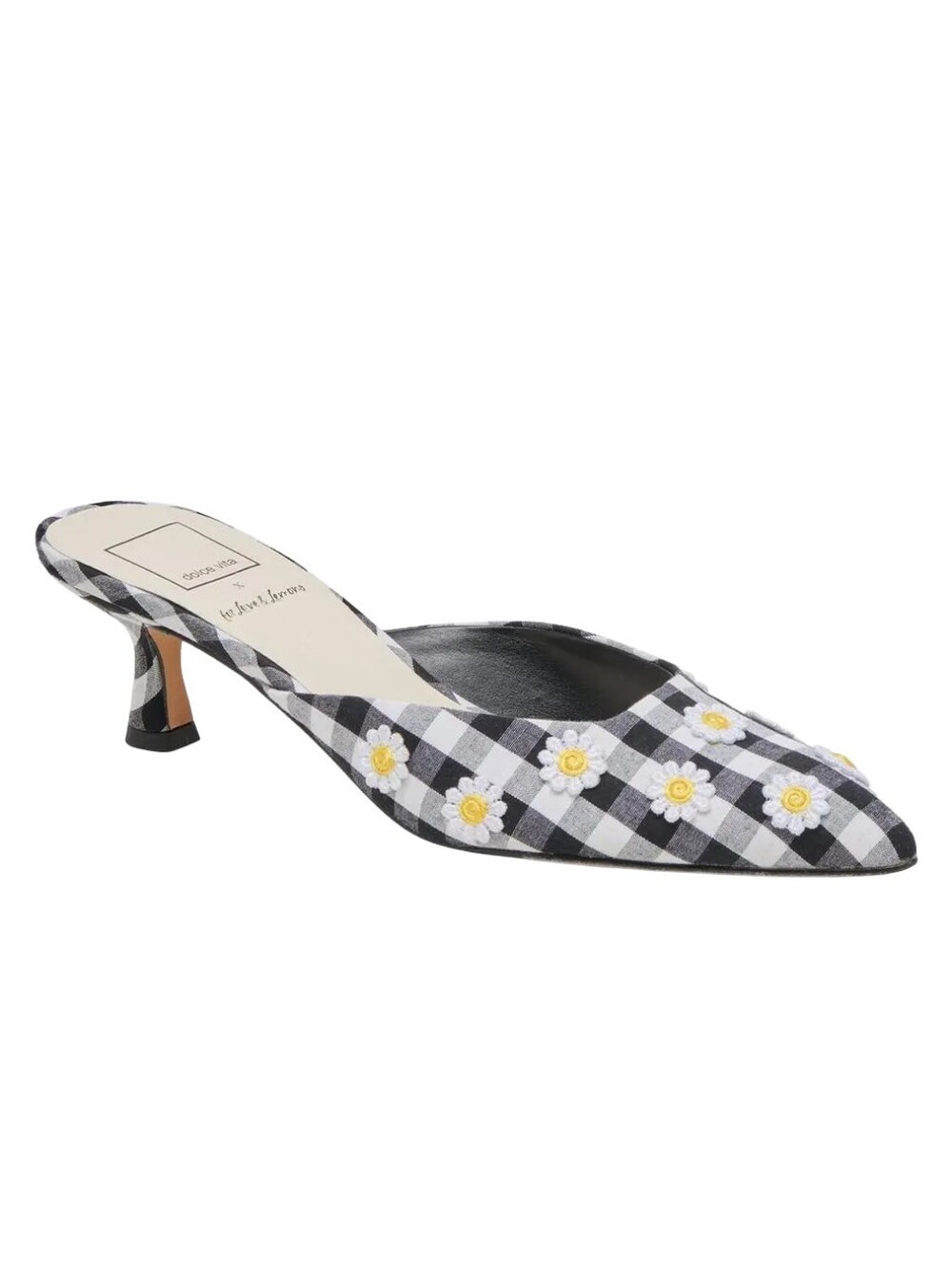 NWT For Love And Lemons X Dolce Vita Lilou Mule in Black White Gingham
